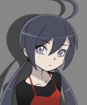  1girl ahoge black_hair bust expressionless fearless_night flat_chest grey_eyes long_hair pale_skin poco_muerte solo spikewible twintails 