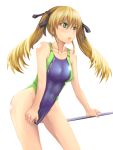  1girl blonde_hair competition_swimsuit dog_days green_eyes highres long_hair one-piece_swimsuit pocari66 rebecca_anderson swimsuit twintails 