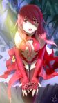  1girl absurdres artist_request bodysuit breasts center_opening d: detached_sleeves dress guilty_crown hair_between_breasts highres open_mouth pink_eyes pink_hair sitting string tagme tears yuzuriha_inori 