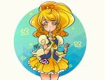  1girl blonde_hair cnove cure_honey dress earrings happinesscharge_precure! jewelry long_hair orange_dress precure puffy_sleeves skirt solo wrist_cuffs yellow_eyes 