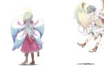  2boys angel archangel_gabriel_(p&amp;d) archangel_michael_(p&amp;d) blue_hair green_hair halo madocca multiple_boys puzzle_&amp;_dragons simple_background stone_tablet white_background wings 