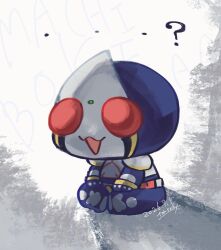  ...? 1boy animification artist_name chibi commentary_request compound_eyes dated full_body highres kamen_rider kamen_rider_blade kamen_rider_blade_(series) male_focus open_mouth sitting solo tokusatsu tonteki555 