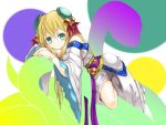  1girl blonde_hair chinese_clothes green_eyes hair_ornament meimei_(p&amp;d) okeriba puzzle_&amp;_dragons smile snake solo turtle_shell 