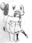  1girl animal_costume balloon black_hair dress highres hug kuroki_tomoko long_hair sketch traditional_media watashi_ga_motenai_no_wa_dou_kangaetemo_omaera_ga_warui! 