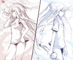  2girls flat_chest long_hair mishima_kurone monochrome multiple_girls original sketch sword very_long_hair weapon zoom_layer 