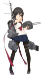  1girl black_hair blue_eyes character_request kantai_collection open_mouth pantyhose rokuwata_tomoe school_uniform serafuku short_hair simple_background skirt solo standing white_background 