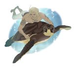  assassin&#039;s_creed assassin&#039;s_creed_iv:_black_flag blonde_hair blue_eyes edward_kenway gb_(doubleleaf) jewelry long_hair necklace shirtless tattoo turtle underwater 