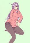  1girl breasts kantai_collection kurokuro large_breasts long_hair looking_at_viewer nagato_(kantai_collection) personification purple_hair ribbed_sweater solo sweater turtleneck violet_eyes 