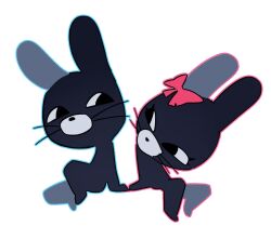 1boy 1girl animal_ears animal_hospital_(roblox) animal_nose blue_outline bow brother_and_sister chibikemo commentary english_commentary full_body furry furry_female furry_male highres invisible_chair katkit637729776 looking_at_another mouse_boy mouse_ears mouse_girl mouse_tail no_mouth outline pink_bow pink_outline ratthew_(animal_hospital) rattina_(animal_hospital) roblox siblings simple_background sitting tail twins whiskers white_background