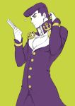  1boy chonorin comb gakuran higashikata_jousuke jojo_no_kimyou_na_bouken pompadour purple_hair school_uniform solo yellow_eyes 