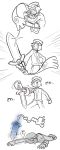  1boy calme_(pokemon) giving_up_the_ghost hk_(nt) honedge hug pokemon pokemon_(creature) pokemon_(game) pokemon_xy sword weapon 