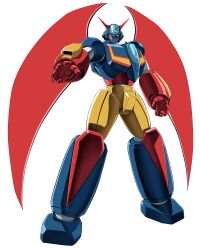  70s_robot_anime_geppy-x absurdres full_body geppy-x-1 highres horns looking_at_viewer mecha mecha_focus mechanical_wings no_humans official_art red_horns red_wings robot solo standing super_robot third-party_source transparent_background wings yamato_akira yellow_eyes 