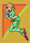  1boy blonde_hair earrings food food_themed_clothes formal fruit jewelry jojo_no_kimyou_na_bouken necktie pannacotta_fugo solo strawberry suit zishanjiang 