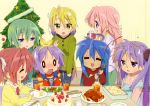  christmas food hiiragi_kagami hiiragi_tsukasa iwasaki_minami izumi_konata kobayakawa_yutaka lucky_star scan takara_miyuki 