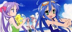  hiiragi_kagami hiiragi_tsukasa izumi_konata lucky_star scan school_swimsuit swimsuit takara_miyuki widescreen 