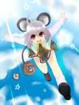  bad_id basket cloud clouds fuyunohajime grey_hair highres mouse mouse_ears nazrin red_eyes short_hair star tail touhou 