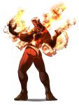  falcoon fire flame from_behind fundoshi red_skin simple_background solo street_fighter street_fighter_iii urien white_hair 