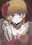  beatrice blonde_hair blue_eyes blush flower kn_(daikaku) pout rose solo umineko_no_naku_koro_ni 