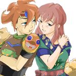  blue_eyes blush eating elle food long_hair orange_hair pink_hair tensyouryu terranigma 