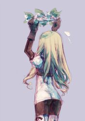  aire_(final_fantasy) ass bad_id blonde_hair branch_(artist) branch_(blackrabbits) final_fantasy from_behind gloves green_hair head_wreath hikari_no_4_senshi long_hair rough thighhighs 