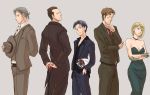  auruo_bossard belt bouquet cane dress erd_gin flower formal gloves gunter_shulz hat levi_(shingeki_no_kyojin) necktie pant_suit petra_ral shingeki_no_kyojin strapless_dress suit top_hat tuxedo yappo_(point71) 