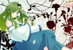 bad_id detached_sleeves frog green_eyes green_hair hair_ornament japanese_clothes kochiya_sanae long_hair long_skirt miko skirt snake solo touhou yui_kimika yumikimika