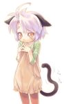  animal_ears bad_id cat_ears hands mizuki_kotora pantyhose purple_hair short_hair shy tail yellow_eyes 