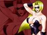  armpit blonde_hair blue_eyes breasts capcom cleavage corset devil_may_cry glasses gloves large_breasts lipstick long_hair moe_(pixiv1010262) smile solo sunglasses trish zipper zoom_layer 