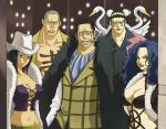  blue_hair bon_clay breasts choker cigar cleavage cocotri cowboy_hat daz_bones hat lips lipstick long_hair nico_robin one_piece paula paula_(one_piece) scar sir_crocodile tan western 