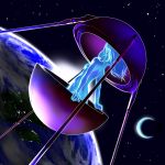  blue_hair blue_skin earth humin moon nude personification satellite short_hair space sputnik 