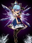  blue_eyes blue_hair bow cirno hair_bow ice pantyhose short_hair short_ponytail solo soxy touhou wings 