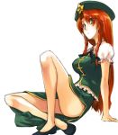  bad_id bare_legs braid hat hong_meiling legs long_hair red_hair redhead sitting touhou twin_braids 