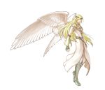  blonde_hair boots circlet closed_mouth fire_emblem fire_emblem:_akatsuki_no_megami from_side full_body green_eyes highres kita_senri kita_senri_(artist) knee_boots long_hair male official_art reyson simple_background solo standing tiara white_background white_wings wings 