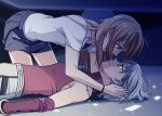  428 bare_shoulders bracelet brown_eyes canaan canaan_(character) eye_contact jewelry long_hair mknown mori_(unknown.) multiple_girls necklace oosawa_maria short_hair silver_hair tears yuri 