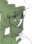  bangs close-up expressionless face green hat light monochrome moriya_suwako onigunsou rough touhou turtleneck 