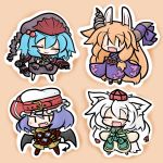  animal_ears bunny_ears chibi ibuki_suika inubashiri_momiji kawashiro_nitori remilia_scarlet touhou yanagi_(artist) 