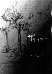  comic highres mishima_hiroji monochrome no_humans touhou tree 