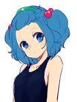  1girl blue_eyes blue_hair bust ica kawashiro_nitori looking_at_viewer one-piece_swimsuit rough solo swimsuit touhou 