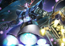  absurdres beam_cannon cable commentary_request finger_cannon fleet gundam highres matsumoto_(ma_tsuya) mecha mecha_focus mobile_armor mobile_suit mobile_suit_gundam nebula no_humans one-eyed_mecha realistic robot science_fiction space star_(sky) thrusters war zeon zeong zero_gravity 