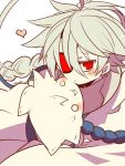  1girl :d ahoge blazblue cape doll eyepatch heart kuro_yuzu nu-13 open_mouth pout pouting ragna_the_bloodedge red_eyes silver_hair smile 