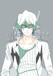  coat green_hair jewelry kill_la_kill necklace sanageyama_uzu smile spoilers super_rakugaki sword uniform weapon 