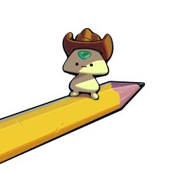  ._. 1girl colored_skin cowboy_hat discount-supervillain gem_(steven_universe) hat mini_person minigirl pencil smolidot solo steven_universe transparent_background yellow_skin 