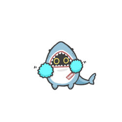  1other ambiguous_gender bangboo_(zenless_zone_zero) full_body hrpk929 pom_pom_(cheerleading) sharkboo_(zenless_zone_zero) simple_background solo white_background zenless_zone_zero 