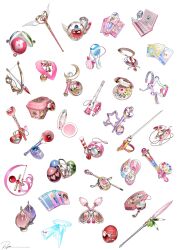  ai_tenshi_densetsu_wedding_peach arrow_(projectile) ashita_no_nadja backlace_(psg) bagua bell bishoujo_senshi_sailor_moon bishoujo_senshi_sailor_moon_(first_season) blue_halo bottle bow bow_(weapon) bracelet brooch cable candy candy_cane card cardcaptor_sakura chain choker compact_(cosmetics) computer corrector_yui cosmetics cosmic_baton_girl_comet-san cute_weapon cutie_honey dr._rin_ni_kiite_mite! egg flower_wand food fushigiboshi_no_futago_hime futari_wa_precure fuuin_no_tsue gem genre_connection gun halo handgun headset heart heart-shaped_pupils heart_choker heart_necklace heart_wand highres himitsu_no_akko-chan hoshi_no_tsue humpty_lock_(shugo_chara!) instrument jewelpet jewelpet_(creature) jewelpet_(series) jewelry kaitou_saint_tail kamichama_karin kamikaze_kaitou_jeanne katana kirarin_revolution laptop lipstick_tube lock lumina_star luopan maboroshi_no_ginzuishou mahou_no_princess_minky_momo mahou_shoujo_madoka_magica mahou_shoujo_ore manaka_laala mepple mermaid_melody_pichi_pichi_pitch microphone miki_(shugo_chara!) mipple mirror moon_stick_(sailor_moon) music_box necklace no_humans object_focus ojamajo_doremi oshare_majo_love_and_berry panty_&amp;_stocking_with_garterbelt peperuto_pollon perfume_bottle pink_bow pink_choker polearm powerpuff_girls_z precure pretty_series princess_tutu pripara priticket ran_(shugo_chara!) red_gem ring ruby_(jewelpet) ryota_(ry_o_ta) seashell shell shugo_chara! signature simple_background soul_gem_(madoka_magica) spear staff star_(symbol) strawbell_bell stripe_i_&amp;_ii_(psg) sugar_sugar_rune suu_(shugo_chara!) sword symbol-shaped_pupils tambourine tassel tekumakumayakon ticket tokyo_mew_mew training_tap transformation_brooch_(sailor_moon) treasure_chest trigram ultra_maniac unworn_choker wand wantame_music_channel weapon white_background wings wristband yume_no_crayon_oukoku 