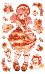  1girl =_= absurdres ahoge alcohol alternate_costume apple apple_peel apple_pie apple_print apple_slice argyle_clothes argyle_dress bag basket bib black_bow black_bowtie blush_stickers bonnet bow bowtie bread bubble_skirt capelet chinese_commentary cloak collared_shirt commentary_request commission cup cutting_board dress drinking_glass drooling ear_covers floral_print food food-themed_clothes food-themed_hair_ornament food_bite food_print fork frilled_shirt_collar frilled_sleeves frilled_wrist_cuffs frills fruit fruit_print full_body hair_bow hair_ornament hair_through_headwear happy high_collar highres holding holding_basket holding_fork holding_spoon hood hood_up hooded_cloak hungry infinity_nikki jar jingyanyan long_hair low_twintails medium_dress momo_(nikki) multiple_hair_bows nikki_(nikki) nikki_(series) pie pinafore_dress pink_hair plastic_bag print_dress procreate_(medium) puffy_short_sleeves puffy_sleeves red_bonnet red_bow red_bowtie red_capelet red_cloak red_dress ribbon-trimmed_sleeves ribbon_trim shirt short_sleeves short_twintails simple_background skirt sleeveless sleeveless_dress smile spoon standing striped_bow striped_bowtie striped_clothes striped_dress sweet_memories_(infinity_nikki) twintails two-tone_dress waist_bow white_background white_shirt white_wrist_cuffs wine wine_glass wrist_cuffs x_navel yellow_dress 