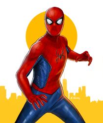  absurdres commentary english_commentary highres marvel painterly peter_parker spider-man spider-man_(series) 