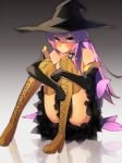  1girl boots hat long_hair megurine_luka merumayu pink_hair solo thigh_boots thighhighs vocaloid witch_hat 