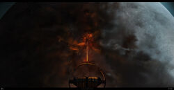  absurdres artist_name building clouds commentary company_logo concept_art copyright_logo copyright_name daniel_matthews dust_cloud energy energy_beam english_commentary eve_online glowing highres in_orbit industrial letterboxed logo mining no_humans official_art outdoors photoshop_(medium) planet realistic scenery science_fiction space_station spacecraft upwell_consortium_(eve_online) 