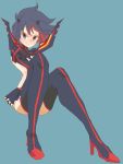  1girl black_hair blue_eyes blush chokuboron_ryou kill_la_kill matoi_ryuuko senketsu solo thighhighs 