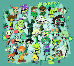  1other 6+boys 6+girls a_hat_in_time absurdres adeleine alex_(minecraft) among_us animal_costume animal_crossing animatronic aqua_background aqua_pantyhose beret bird blue_overalls bomberman bow-shaped_hair bow_(paper_mario) bow_kid brown_hair bugsnax buttercup_(ppg) cala_maria_(cuphead) cephalopod_eyes chandlo_funkbun child colored_skin cosmo_(sonic) creeper crewmate_(among_us) cropped_vest crossover cuphead_(game) damaged dark-skinned_female dark_skin dog_costume duck duck_boy earrings edd_(eddsworld) eddsworld eduardo_(eddsworld) eel ellisbros exposed_internal_machinery face_shield facial_hair five_nights_at_freddy's five_nights_at_freddy's_3 funky_(pac-man) furry furry_female gardevoir gem_(steven_universe) ghost gir_(dog_costume)_(invader_zim) gir_(invader_zim) goat_boy green_(among_us) green_bomberman green_fur green_hat green_hoodie green_pantyhose green_shirt green_skin green_sweater green_theme hairband hat highres hood hoodie horizontal_pupils inkling invader_zim jewelry kirby_(series) kris_(deltarune) luigi marie_(splatoon) marina_(splatoon) mario merfolk mermaid mimi_(paper_mario) minecart mole mole_under_eye mole_under_mouth monster_girl multicolored_skin multiple_boys multiple_crossover multiple_girls mustache octoling octopus olive orange_hair overalls pac-man_(game) pants pantyhose paper_mario_(series) peridot_(steven_universe) pico_(newgrounds) pico_(newgrounds_series) plankton plankton_(spongebob) plant_girl pokemon pokemon_(creature) powerpuff_girls purple_snake purple_tank_top rabbit_boy ralsei ralsei_(hat) red_eyes red_shoes rottytops sasha_(animal_crossing) scoot_(animal_crossing) shantae_(series) shirt shoes skull_earrings smock smoliv snake_hair sonic_(series) sonic_x splatoon_(series) spongebob_squarepants_(series) springtrap steven_universe suction_cups super_mario_bros. super_paper_mario surge_the_tenrec sweater tank_top tenrec_girl tentacle_hair triangle-shaped_hair two-tone_skin very_dark_skin vest white_skin x_x yellow_hairband yellow_pants yellow_skin zipper zipper_pull_tab zombie 